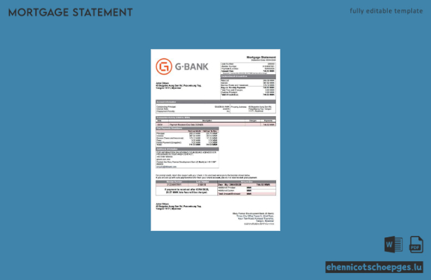 Myanmar Glory Farmer Development Bank G Bank Hypothekenabrechnung Word- und PDF-Beispielvorschau
